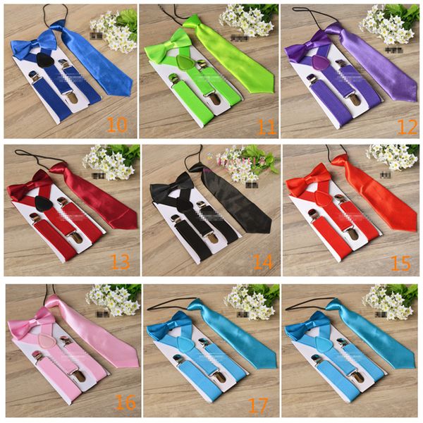 

kids suspenders bow tie set for 1-10t baby 17 colors boys girls suspenders accessories braces elastic y-back lc677-1, Black