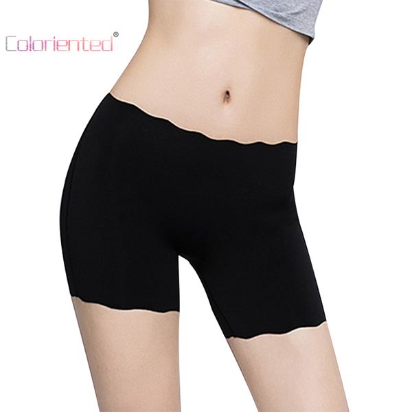 

coloriented super elastic safety short pants anti chafing thigh shorty female boxer frilly panties seamless boyshort smooth soft, Black;pink