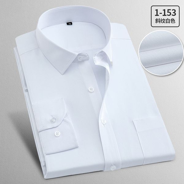 

qisha big size white shirt men long sleeve cotton formal business slim fit solid color twill shirts for work office wear, White;black