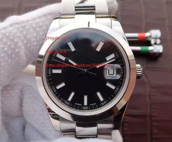 

sapphire ii 41mm smooth bezel stainless steel black dial 116300 automatic mechanical mens men's watch watches, Slivery;brown