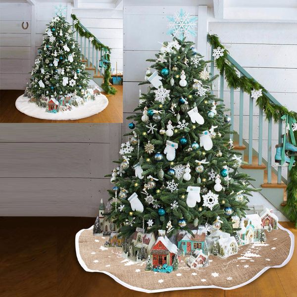 

snow plush christmas tree skirt base floor mat cover xmas merry christmas tree ornament santa claus deer felt