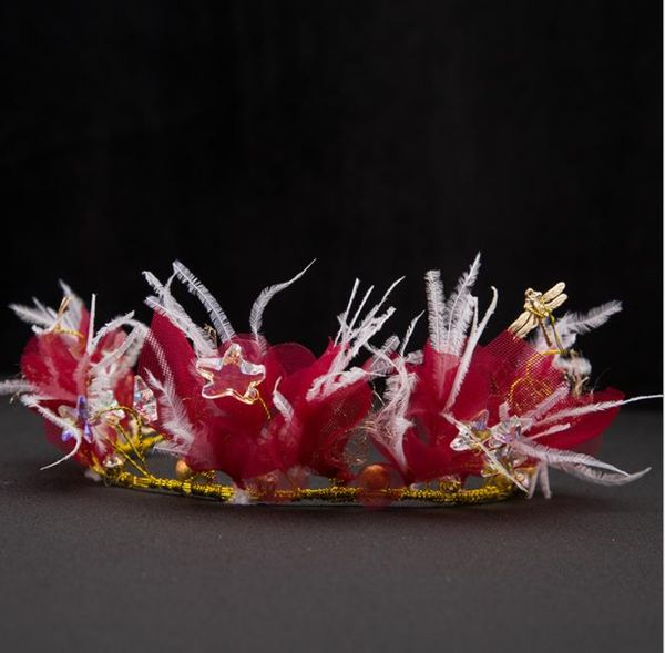 

korean feathered headwear, bride hair, sweet, smart hair accessories, bridal bride wedding dress, Slivery;golden