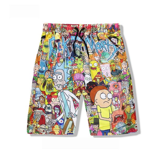 

men's summer casual shorts cartoon 3d print loose beach shorts, White;black