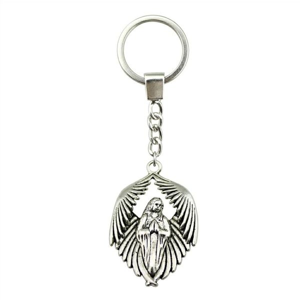 

6 pieces key chain women key rings fashion keychains for men angel 43x27mm ysk-b12747, Slivery;golden