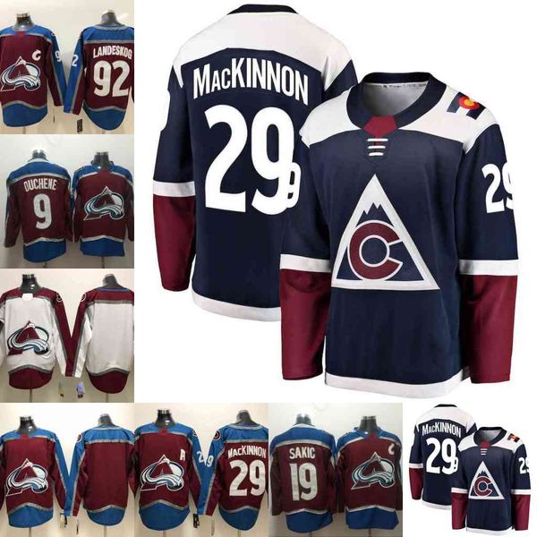 

2019 navy alternate colorado avalanche 9 matt duchene 19 joe sakic 29 nathan mackinnon 92 gabriel landeskog 96 mikko rantanen hockey jerseys, Black;red
