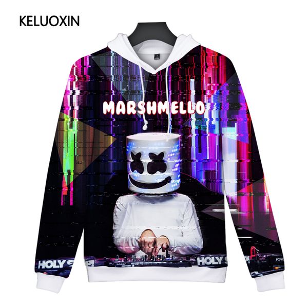 

keluoxin fashion 3d marshmello face hoodies men women pullovers sweatshirts streetwear tracksuits sudadera hombre, Black