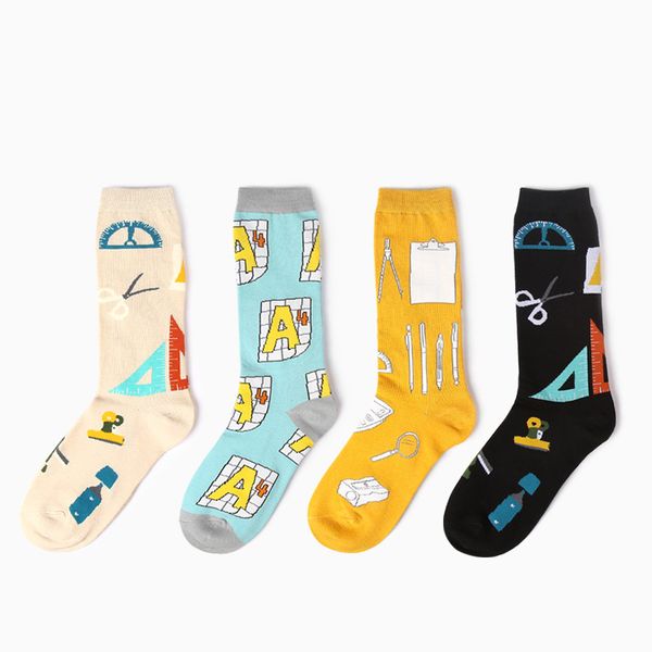 

kassidy's novedades 2018 por mayor harajuku autumn and winter creative illustration pattern stationery calculator stockings, Black