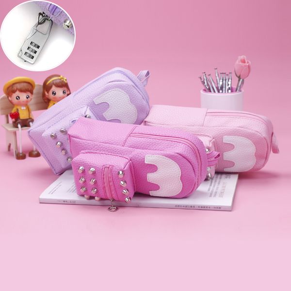 

cute kawaii school bag pencil bag canvas pencil case with lock for kids gift korean stationery