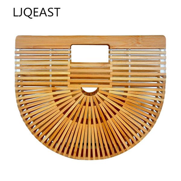 

2018 New Beach Acrylic Hollow Out Lady Bag Half Round Bamboo Bag Totes Holiday Bags Chic Evening Party Clutch LJQEAST