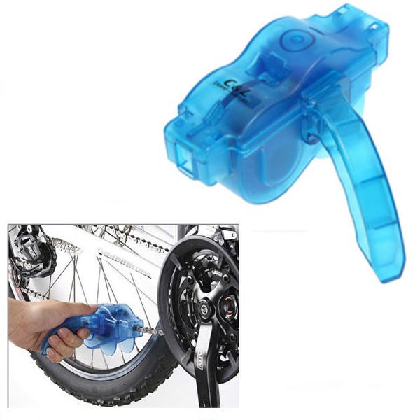 

blue portable bicycle chain cleaner bike clean machine brushes scrubber wash tool, mountain cycling cleaning kit