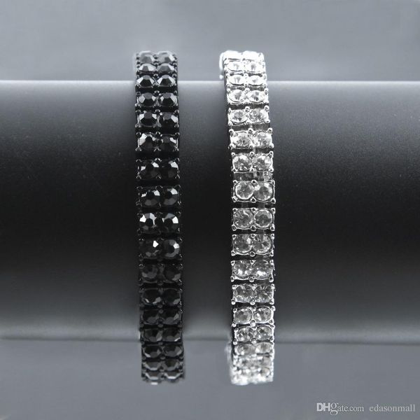 

Fashion Hip Hop Jewelry Iced Out 2 Row Rhinestone Bracelets Bangle Simulated Diamond Bracelet Wristband Tennis Chains Bracelet Unisex H465F