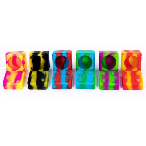 

mixed color 9ml block shape silicone jars nonstick wax containers jars dab tool storage jar oil holder for vaporizer
