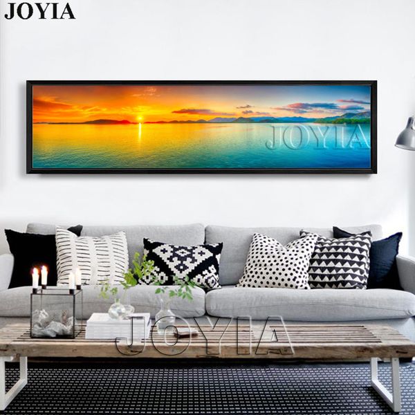 

nature canvas wall art landscape painting large sunset sea panorama seascape decor picture panel boards for home room (no frame