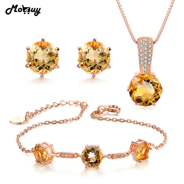 

mobuy wedding jewelry set natural gemstone yellow citrine 100%925 sterling silver 3pcs fine jewelry for women engagement v002ehn, Black