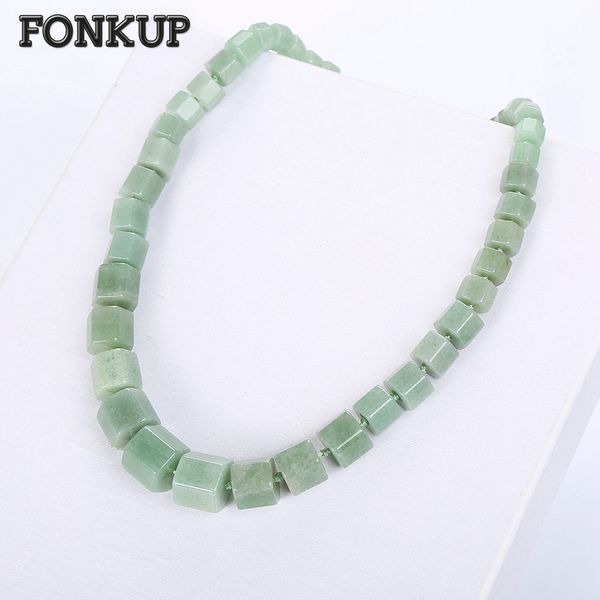 

fonkup натуральный камень ожерелье геометрические цепи авантюрин нефрит ювелирные изделия готический женщин партия аксессуары королева свет, Silver