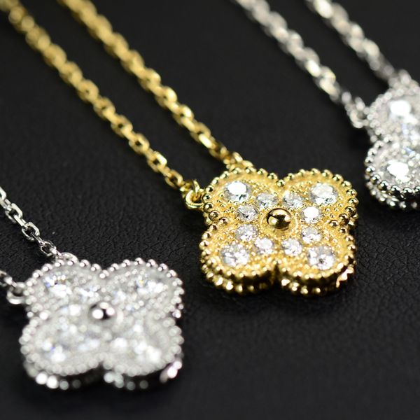 

au750 diamond pendant necklace woman wedding necklaces lucky jewelry, Silver