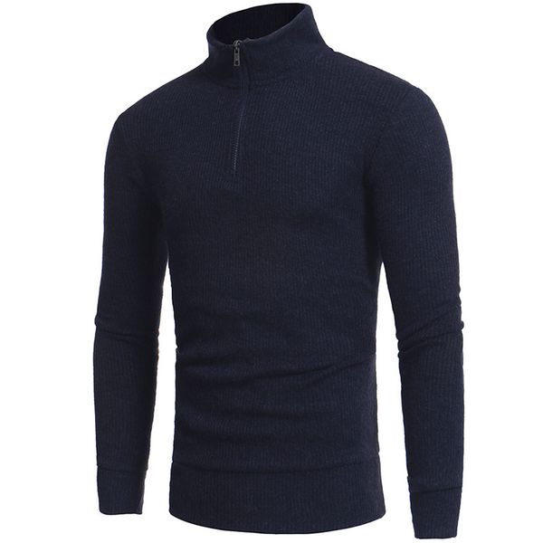 

new autumn men's slim long sleeve high collar zipper design sweater sweater, White;black