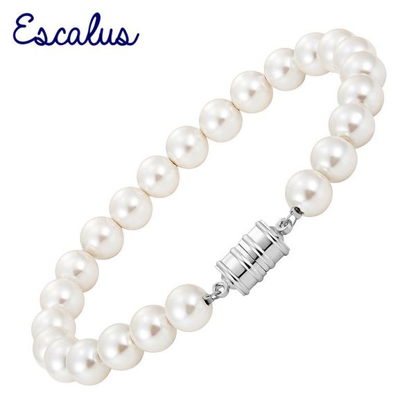 

escalus pearl white hematite magnetic clasp beads bracelet for women rope chain bracelets wristband charm female fashion jewelry c18111601, Black