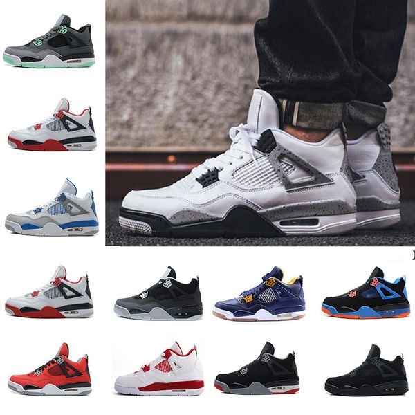 

4 4s men basketball shoes blue white black cat bred oreo fear pack royalty toro bravo angry bull military blue white alternate 89 cavs sport, White;red