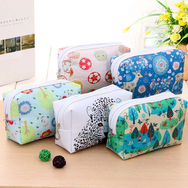 

portable cosmetic bags new fashion flower printing women travel makeup cosmetic case