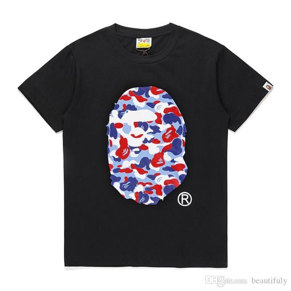 

2018 Горячий Новый Купальный Прибытие Обезьяна 18BAPE Мультфильм Обезьяна Футболка Шею Рубашка С Коротким Рукавом Футболка TEE