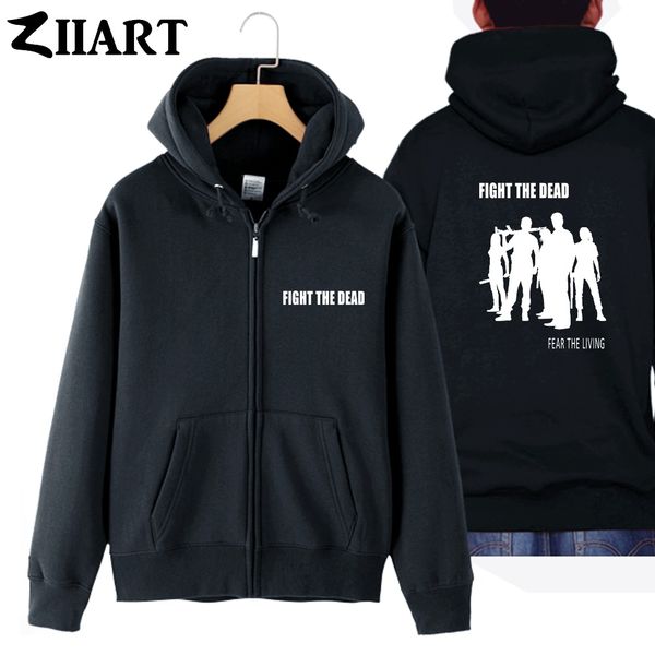 

the fight the dead fear living couple clothes boy man male cotton full zip hooded coats jackets, Black;brown