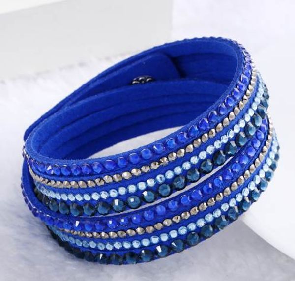 

fashion rhinestone leather wrap bracelet crystal multilayer bracelets bangles for women/men ing, Golden;silver