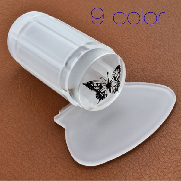 

2017 new 2.8cm transparent stamp nail art plastic plate clear jelly stamper scraper tool set manicure polish stamp image kit, White