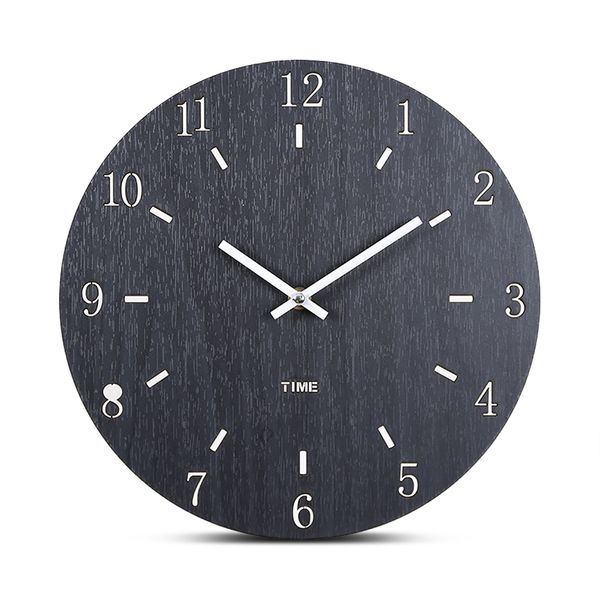 

european style concise wooden round wall clocks modern fashion quartz mdf silent hanging wall watch living room home decoration