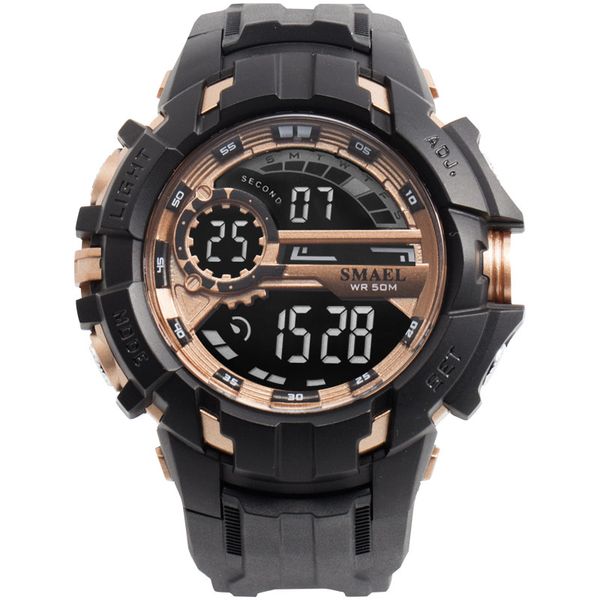

2018 new sport watch men fashion electronic digital watch smael waterproof diving watches pu band reloj hombre, Slivery;brown