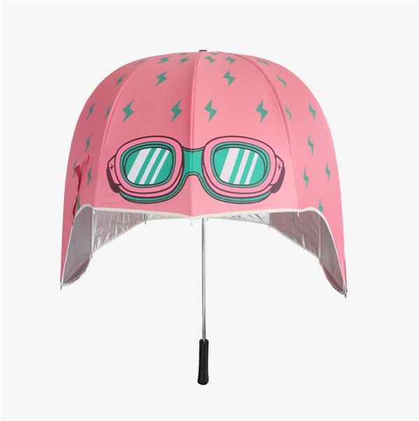 Novo capacete criativo em forma de guarda-chuva uv longo manuseado meninos e meninas guarda-sol anti