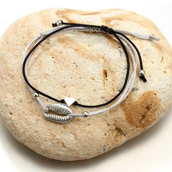 

bohemia charming shell bracelets&bangles for women girls gold color metal bracelets statement beach jewelry wholesale, Black