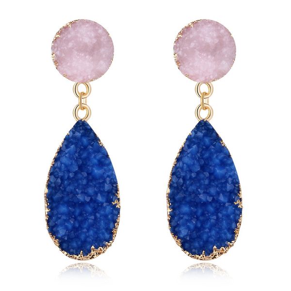 

fashion resin druzy drusy earrings for women jewelery colorful water drop pendiente dangle earings wedding party christmas gift, Silver