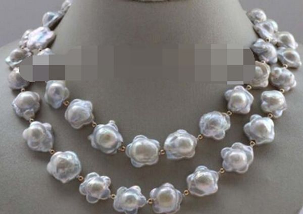 

11.24 35" genuine natural 16mm white flower reborn keshi pearl necklace 14kgp discount 35%, Silver