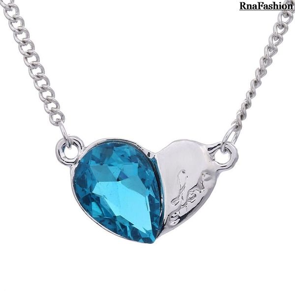 

rnafashion jewelry sets fashion pendant necklace heart shape gold color necklace for women bojoux femme jewellery 2017 gift, Silver