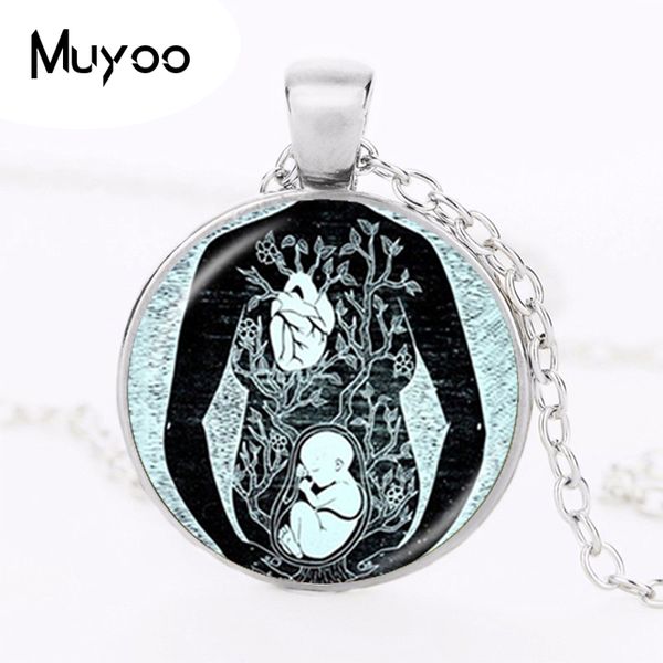 

fetus necklace leonardo drawing pendant artist doctor midwife pregnant mom baby pendant birthing gifts women jewelry hz1, Silver