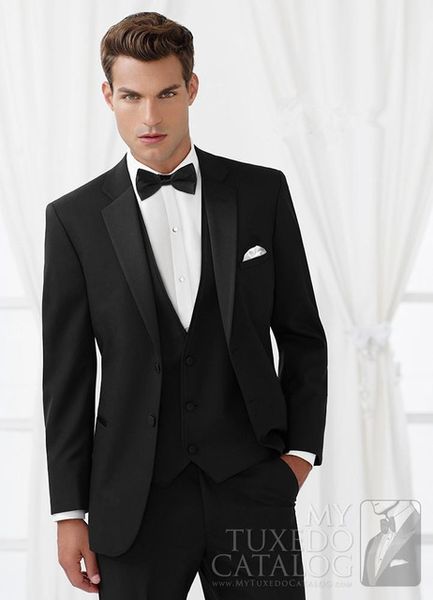 

2018 new tailored smoking black suit men slim fit 3 piece groom wedding suits custom blazer prom tuxedo ternos jacket+pant +vest, White;black