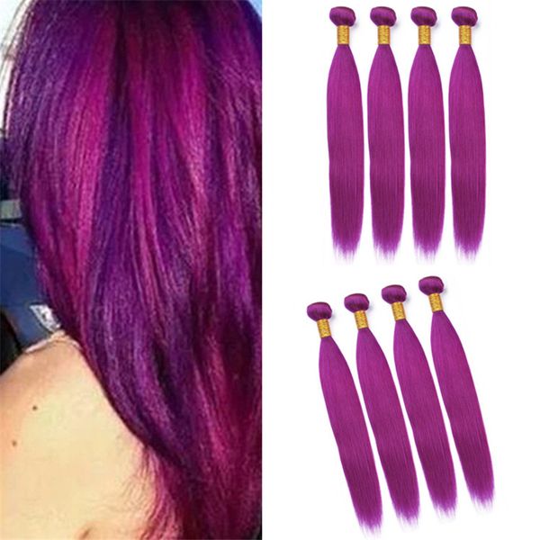 Light Purple Virgin Malaysian Human Hair Weave Silky Straight