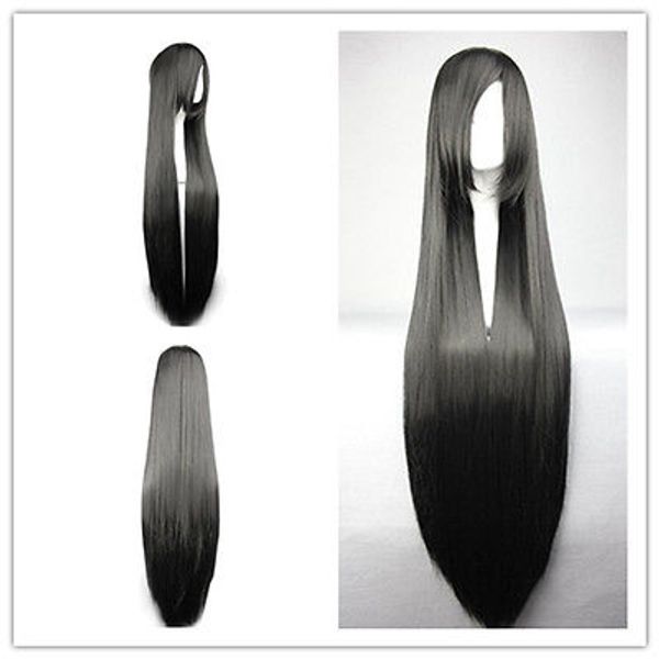

fashion women's black straight hair wigs cos synthetic 100cm/39.4", Black;brown