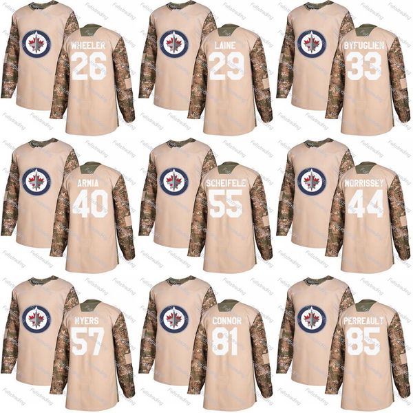 

Winnipeg Jets 2017 Camo Veterans Day 55 Mark Scheifele 57 Tyler Myers 81 Kyle Connor 85 Mathieu Perreault Joel Armia Josh Morrissey Jersey