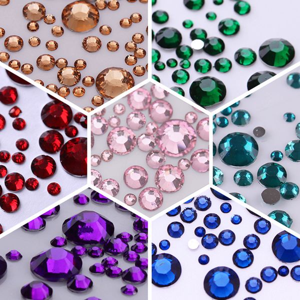 

born pretty 1000pcs flat bottom rhinestone mixed size colorful 3d nail art decorations diy nail decorations accessories 1 bag, Silver;gold