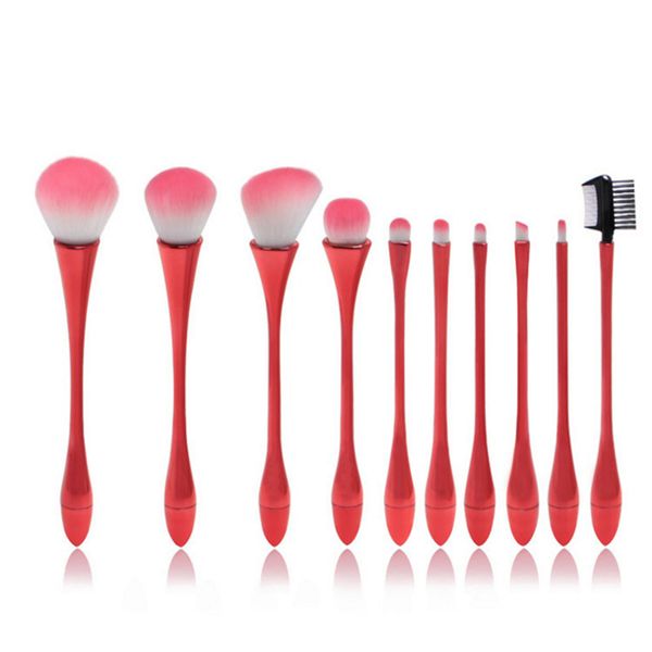 

professional 10pcs makeup brushes set waist line soft powder blush eye nose shadow primer bronzer cosmetic make up brush kit