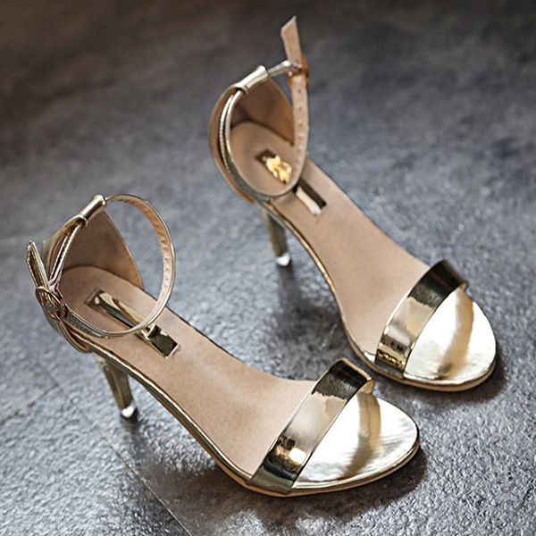 

2017 fashion women sandals high heels women summer shoes thin heels ladies dress wedding open toe bling gold silver pumps g070, Black