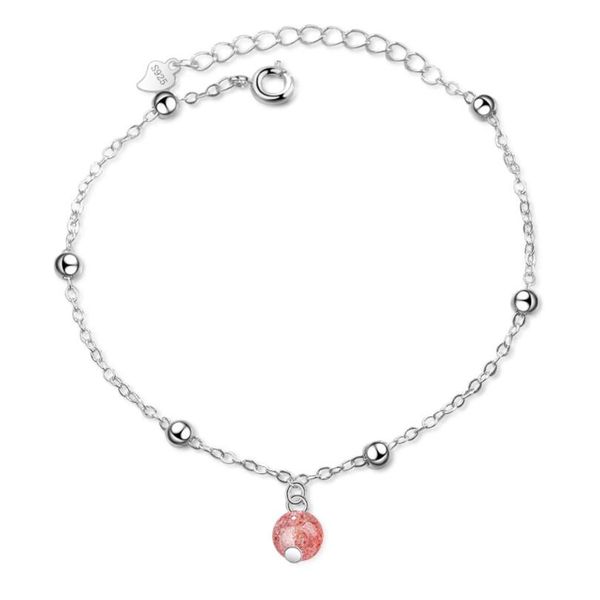 

onewan charm sterling silver 925 bracelets for women fashion strawberry crystal bangles minimalism jewelry valentine's day gifts, Golden;silver