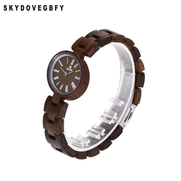 

skydovegbfy wooden watches 2018 small lady watch for woman women wood watches black, Slivery;brown