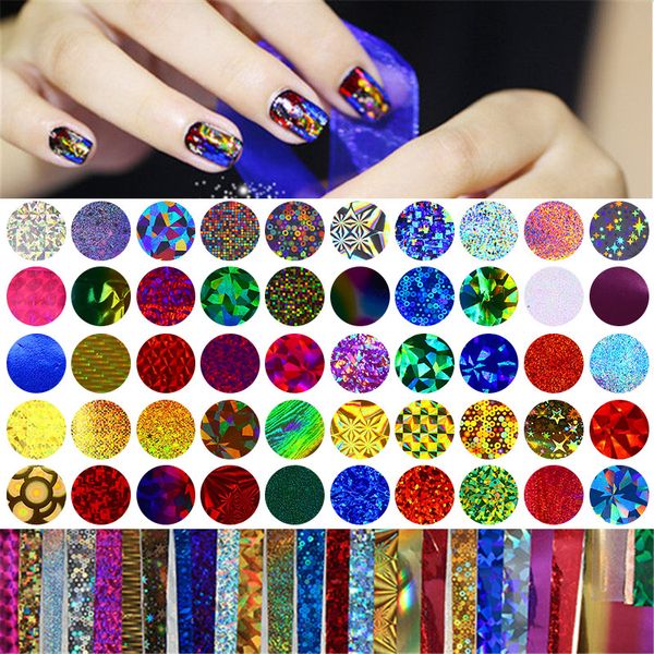 

50pcs shimmer starry sky nail foil colorful nail starry glitter transfer sticker manicure art decoration, Black