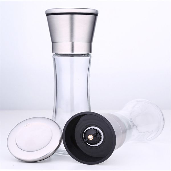 

good quality kitchen accessaries manual stainless steel 304 pepper mill glass pepper grinder seasoning bottle grinder