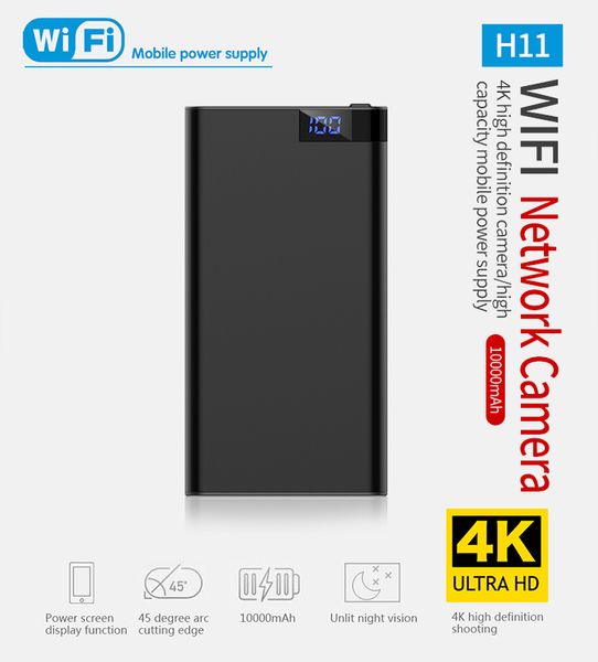 

h11 10000mah power bank mini camera 4k 1080p hd night vision mobile power supply wifi remote sport camcorder dvr motion detection mini dv