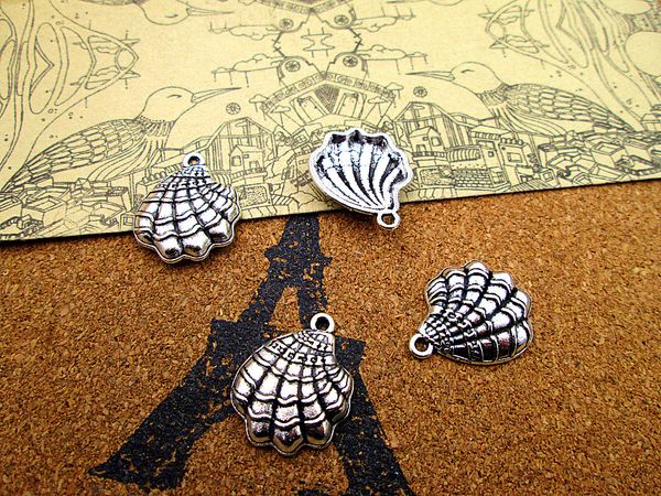 

14pcs-- 21*17mm antique silver seashell charm pendants, Bronze;silver