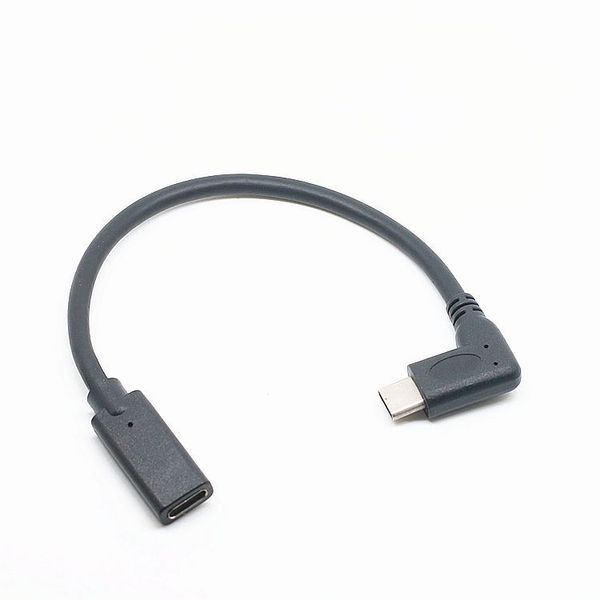 Ângulo direito ângulo esquerdo 90 graus usb 3.1 tipo c tipo-c cabo de extensão de dados fio de fonte de alimentação preto macho para fêmea 20cm